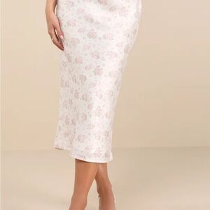 Lulu's Delicate Floral Midi Skirt